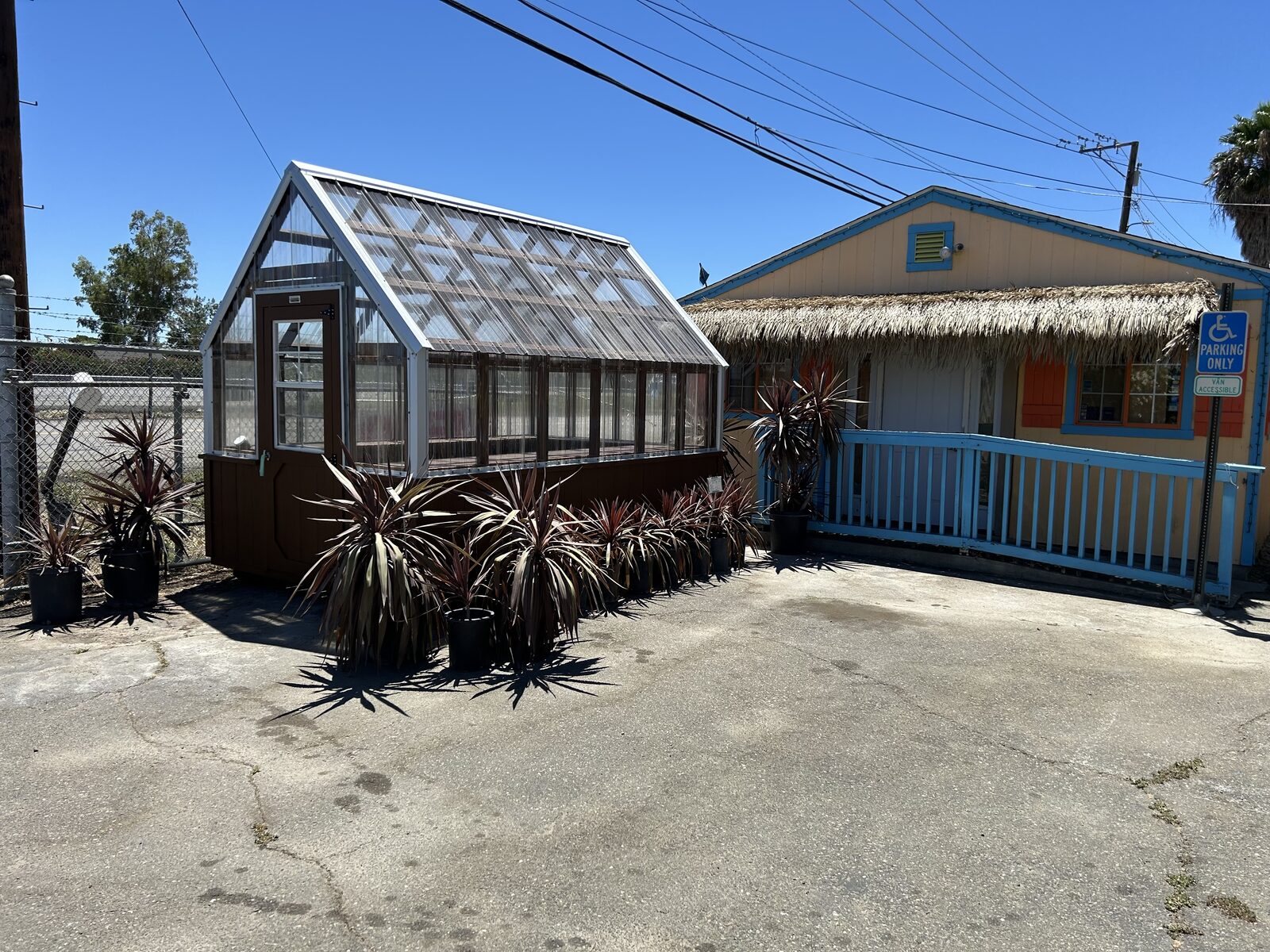 The Palm Island Nursery office and greenhouse on Quinn Rd in Vacaville, California